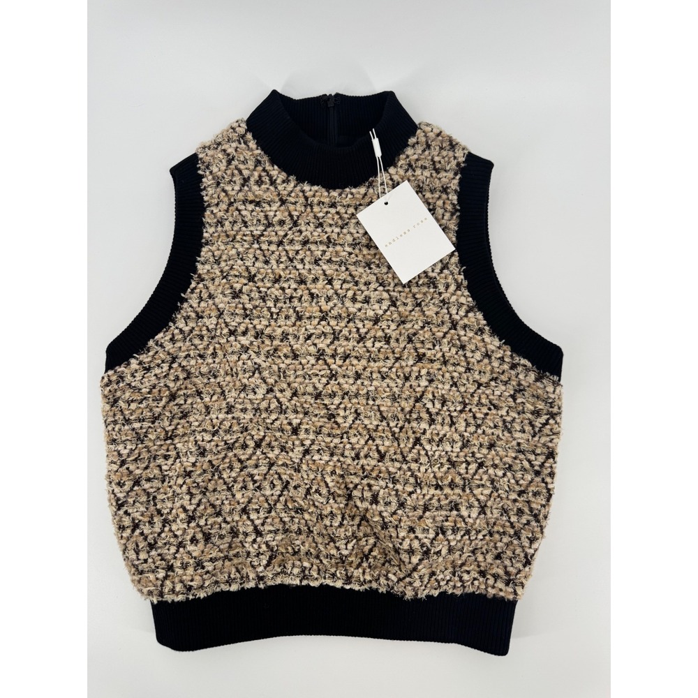 Endless Rose Esme Women's Sequins Mock Neck Tweed Sweater Vest Medium
